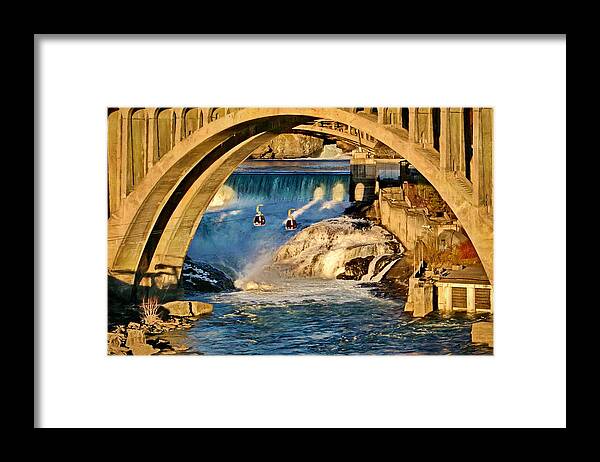 Arch Framed Print featuring the digital art Spokane Monroe Street Bridge by Russ Harris