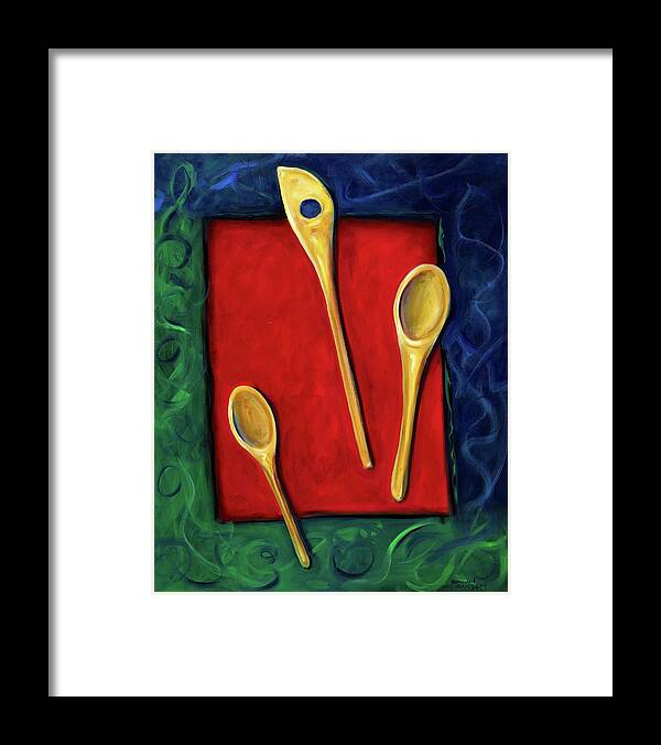 Wooden Spoons Framed Print featuring the painting Spoons by Shannon Grissom