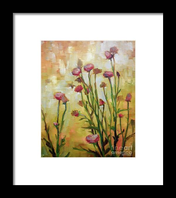 Nature Framed Print featuring the painting Spotlight on Thistle by K M Pawelec