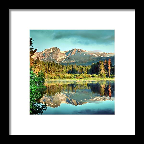 Rocky Mountain Framed Print featuring the photograph Sprague Lake Reflections - Rocky Mountains - Square by Gregory Ballos