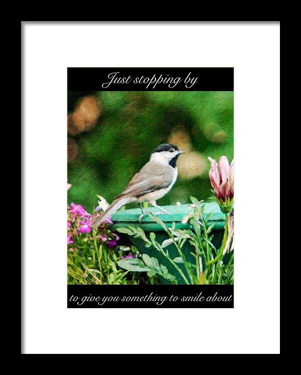 Chickadee Framed Print featuring the photograph Spreading Smiles by Diane Lindon Coy