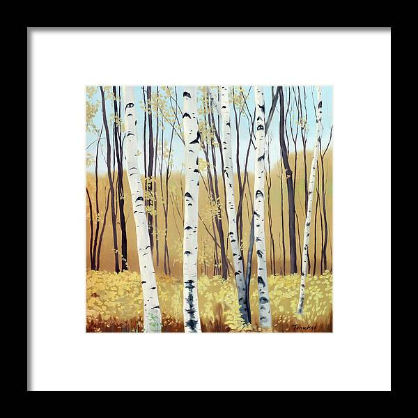 Birches Framed Print featuring the painting Spring Birches by Linda Tenukas