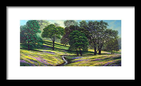 Landscape Framed Print featuring the painting Spring Bloom Table Mountain by Frank Wilson