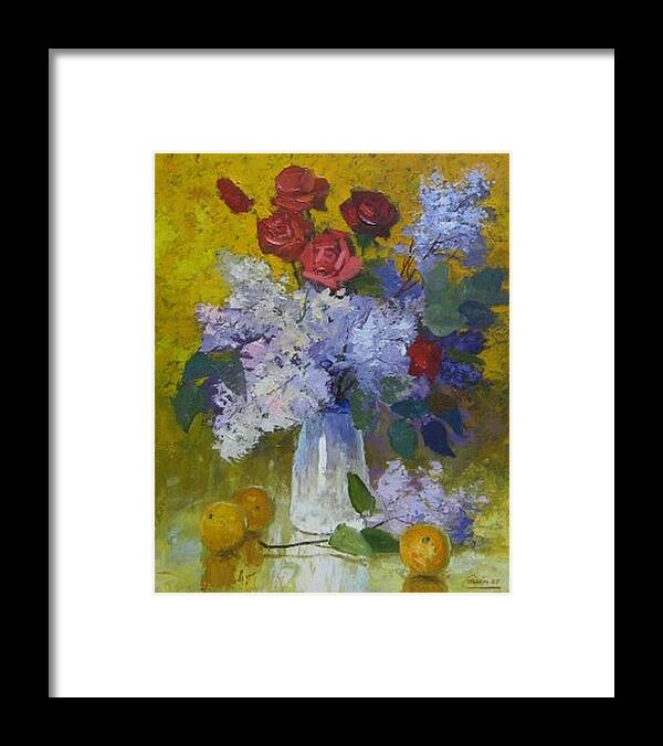 Still Life Framed Print featuring the painting Spring Bouquet by Netka Dimoska