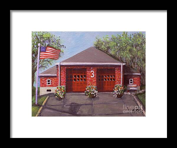 Waltham Framed Print featuring the painting Spring Day at Willow Fire House by Rita Brown
