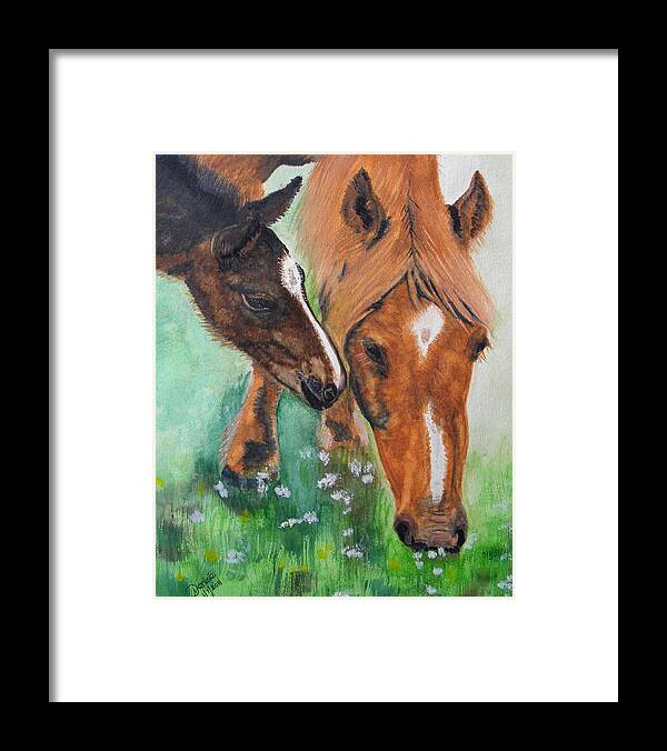 Horse Framed Print featuring the painting Spring Day in the Meadow by Denise Hills