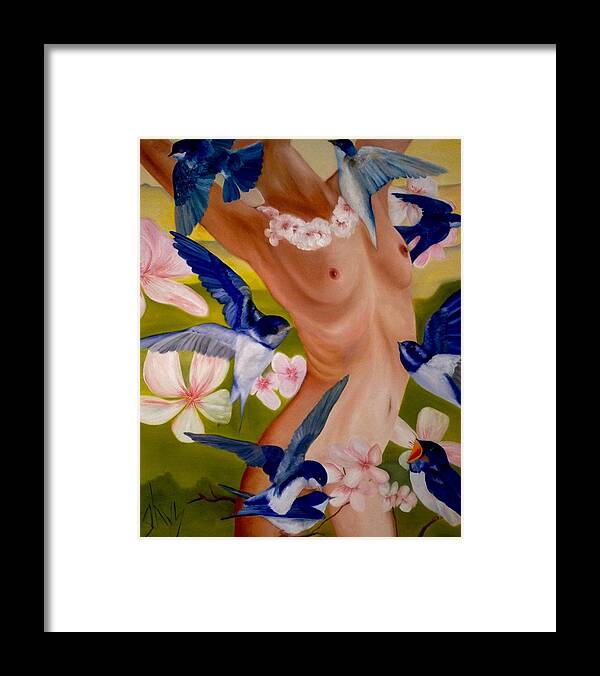 Swallow Framed Print featuring the painting Spring by Dirk Ghys