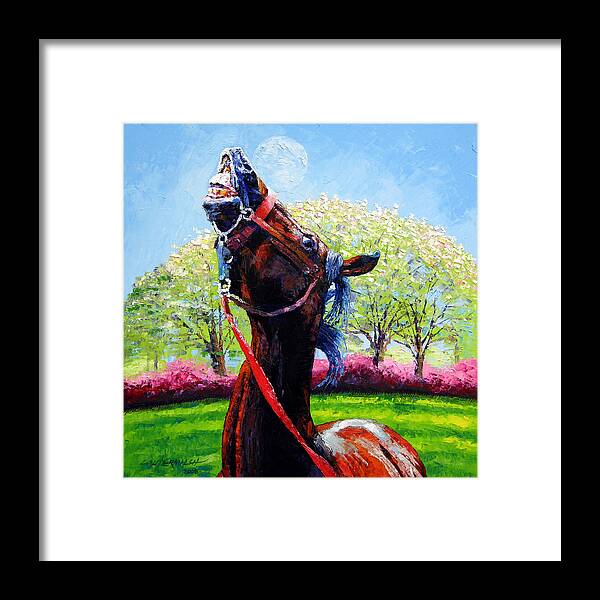 Horse Framed Print featuring the painting Spring Fever by John Lautermilch