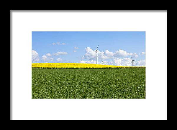 Windmill Framed Print featuring the photograph Spring fields in Denmark by Mike Santis