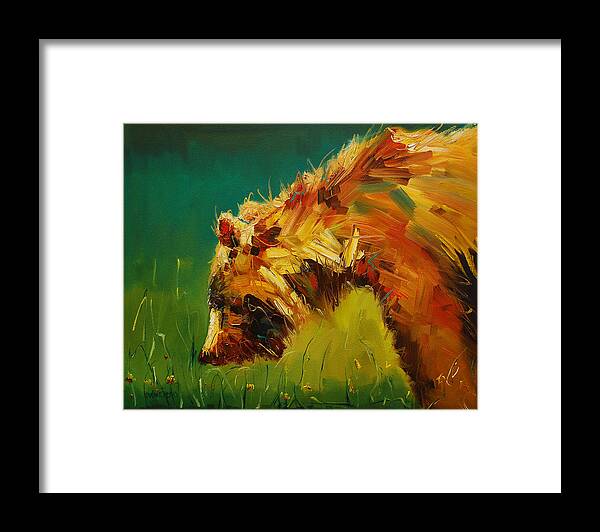 Bear Framed Print featuring the painting Spring Flower Bear by Diane Whitehead