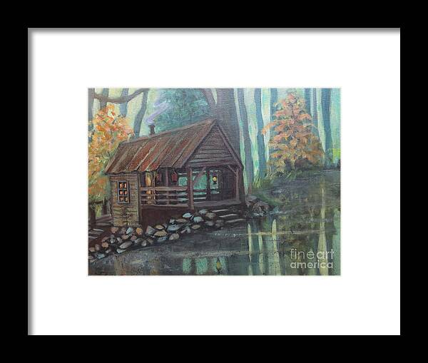 Blues Framed Print featuring the painting Spring House Road Reflections by Gretchen Allen