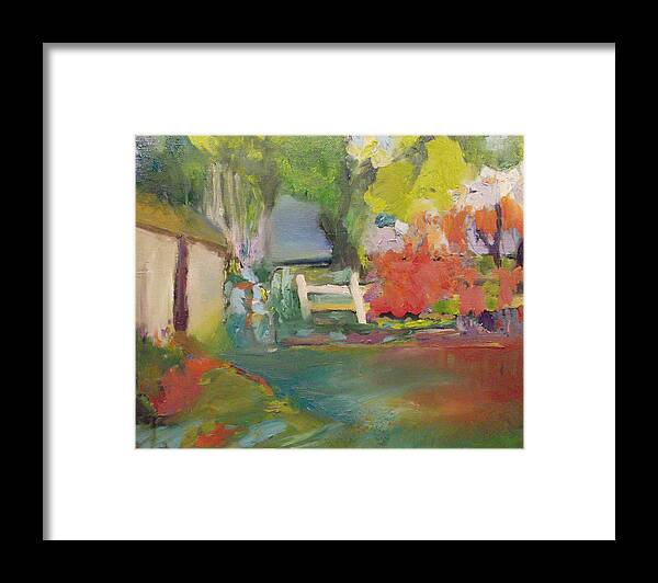 Abstract Framed Print featuring the painting Spring House by Susan Esbensen