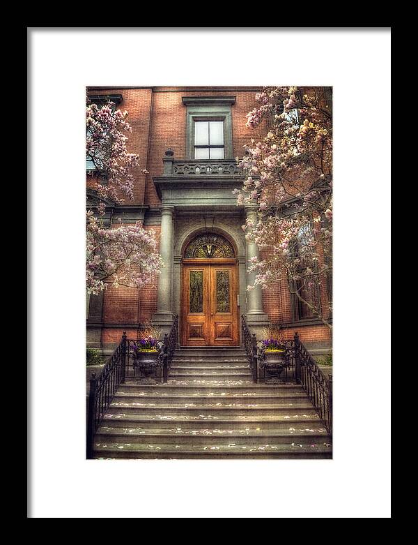Spring Framed Print featuring the photograph Spring in Boston - Boston Doorways by Joann Vitali
