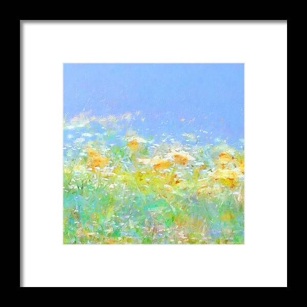 Spring Meadow Abstract Framed Print featuring the painting Spring Meadow Abstract by Menega Sabidussi