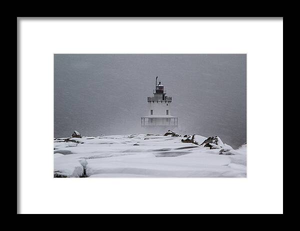 Sprint Point Framed Print featuring the photograph Spring Point Ledge Lighthouse Blizzard by Darryl Hendricks