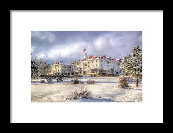 Snow Framed Print featuring the photograph Spring storm at the Stanley Hotel by G Wigler
