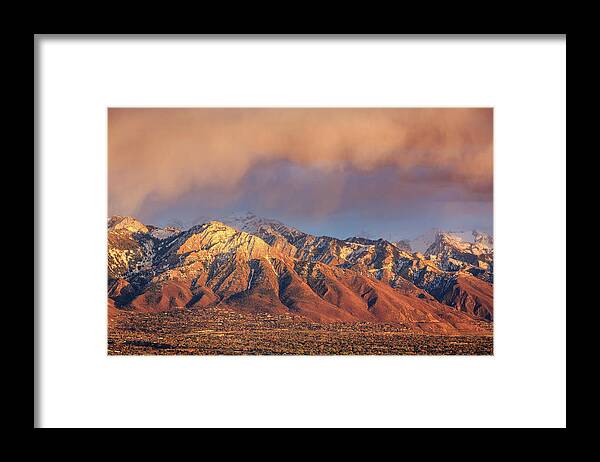 Slc Framed Print featuring the photograph Spring sunset above Salt Lake City. by Wasatch Light