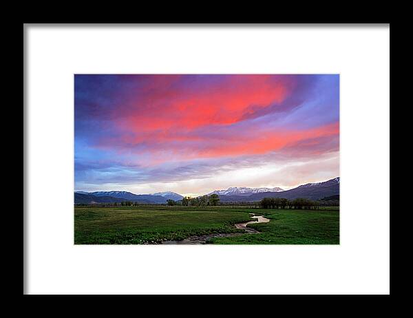 Colorful Framed Print featuring the photograph Spring sunset in Heber Valley, Utah. by Wasatch Light