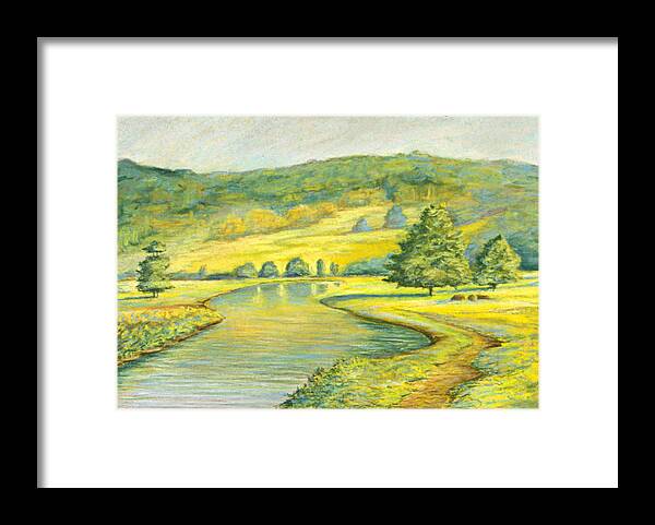 Landscape Framed Print featuring the pastel Spring Trail by Michael Scherer