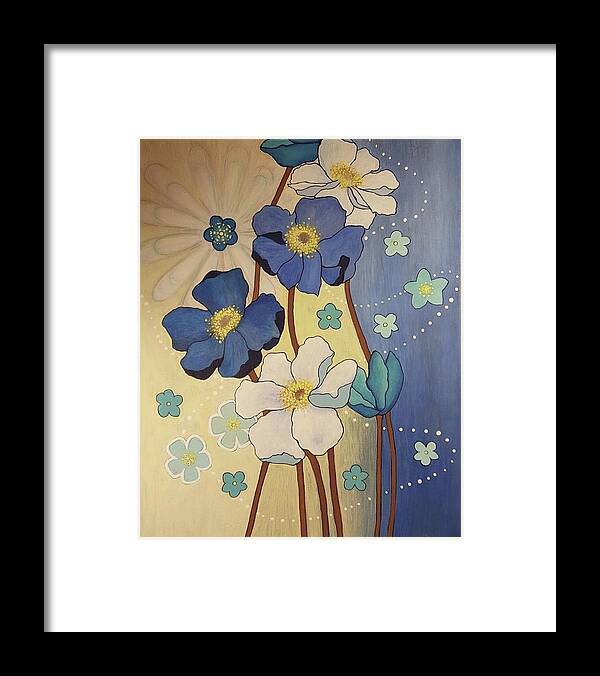 #flowers #artwithflowers #acrylicart #artforsale #acrylicartforsale #paintingsforsale Framed Print featuring the painting Springtime Flowers by Cynthia Silverman