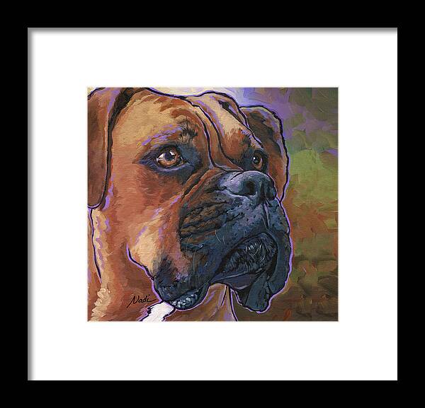 Boxer Framed Print featuring the painting Spunky by Nadi Spencer