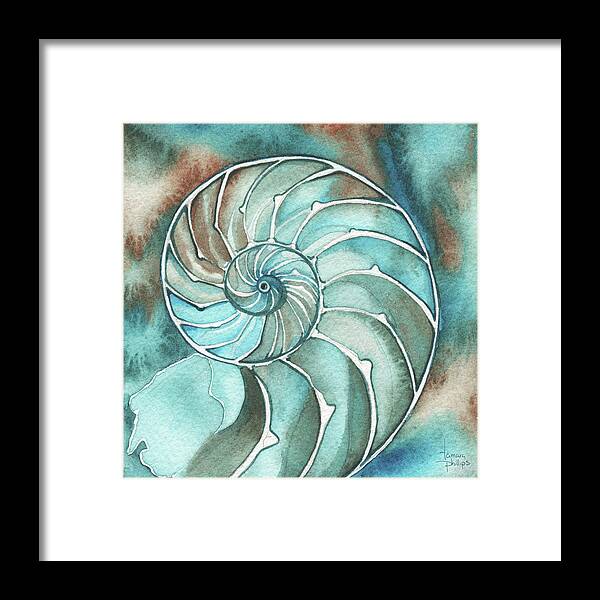 Nautilus Framed Print featuring the painting Square Nautilus by Tamara Phillips