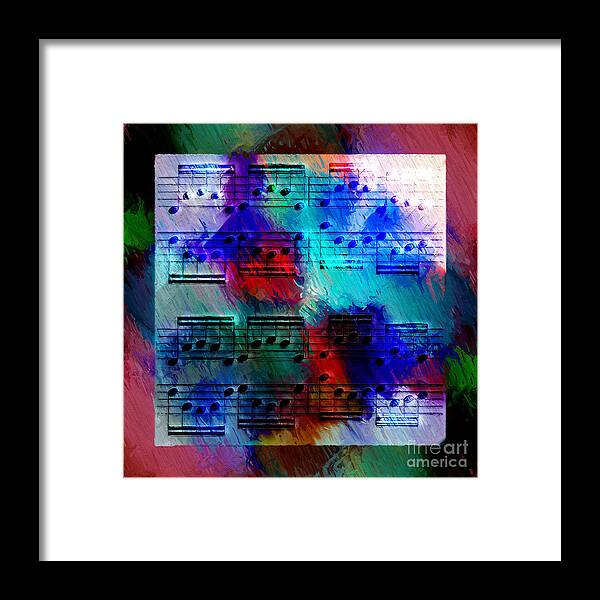 Music Framed Print featuring the digital art Squarely in Frame - Circular Figures by Lon Chaffin