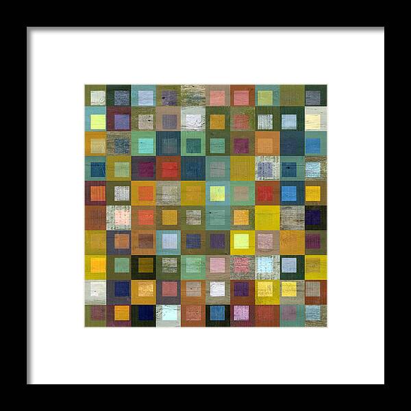 Abstract Framed Print featuring the digital art Squares in Squares Five by Michelle Calkins