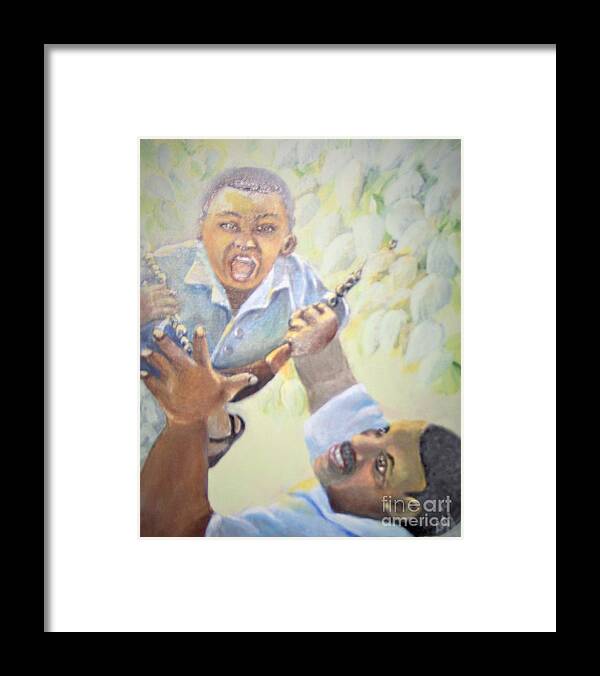 African-american Framed Print featuring the painting Squeals of Joy by Saundra Johnson