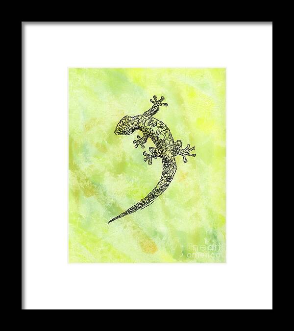 Gecko Framed Print featuring the painting Squiggle Gecko by Diane Thornton