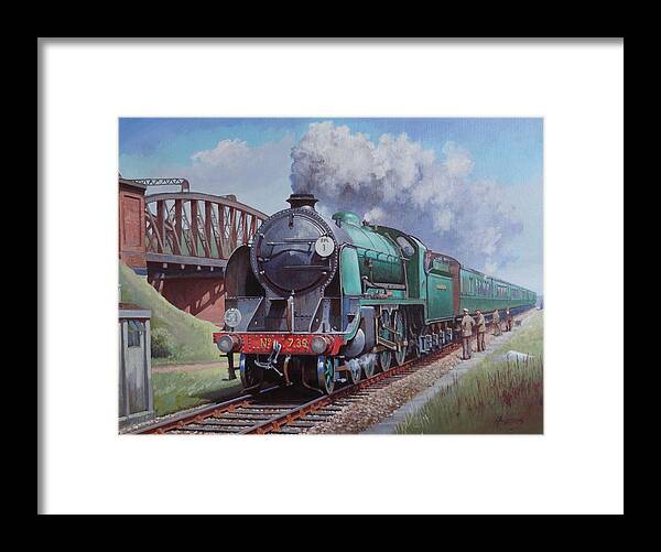 Steam Framed Print featuring the painting SR King Arthur class. by Mike Jeffries