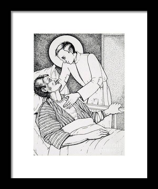 St Aloysius Gonzaga : Patron Of People With Hiv-aids And Caregivers 1987 Framed Print featuring the drawing St Aloysius Gonzaga- Patron of People With HIV-AIDS and Caregivers 1987 by William Hart McNichols