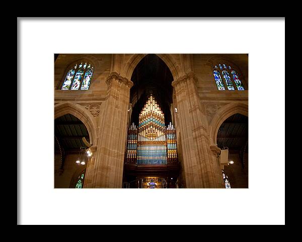Pipe Organ Framed Print featuring the photograph St Andrew's Cathedral Sydney by Jenny Setchell
