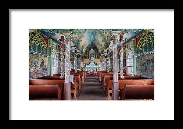 St Benedict Church Framed Print featuring the photograph St. Benedict Painted Church Interior by Susan Rissi Tregoning
