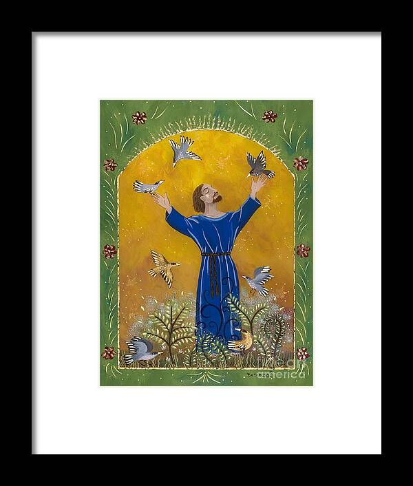 St. Francis Art Framed Print featuring the painting St. Francis and Birds by Sue Betanzos
