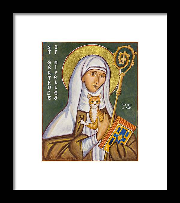 Icons Framed Print featuring the painting St. Gertrude of Nivelles Icon by Jennifer Richard-Morrow