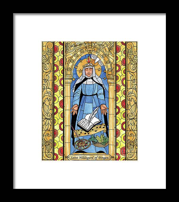 Saint Hildegard Of Bingen Framed Print featuring the painting St. Hildegard of Bingen by Brenda Nippert