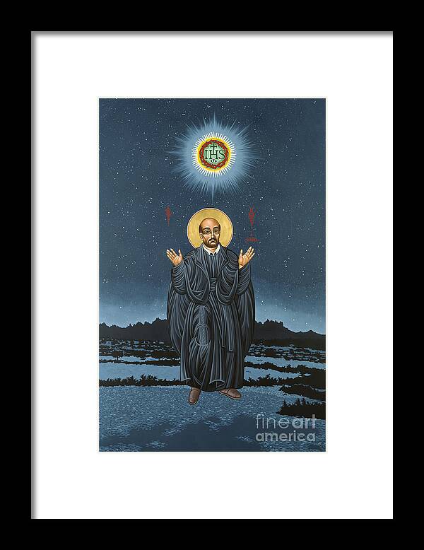 St. Ignatius Framed Print featuring the painting St. Ignatius in Prayer Beneath the Stars 137 by William Hart McNichols