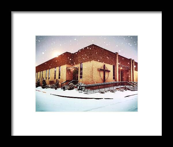 Church Framed Print featuring the photograph St. Isaac Jogues in the Snow by Chris Montcalmo