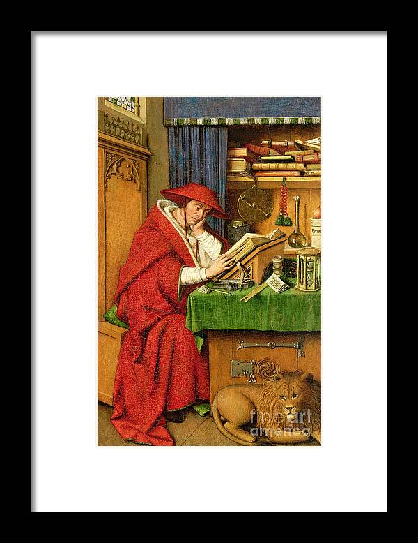 Jerome Framed Print featuring the painting St. Jerome in his Study by Jan van Eyck