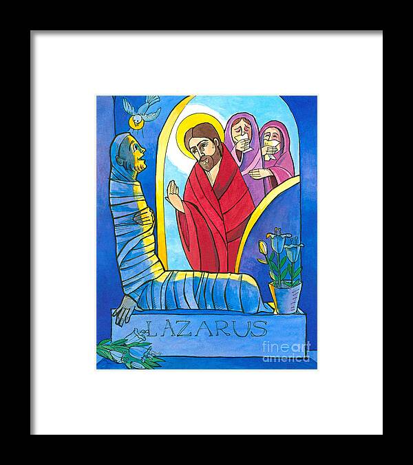St. Lazarus Framed Print featuring the painting St. Lazarus - MMLZR by Br Mickey McGrath OSFS