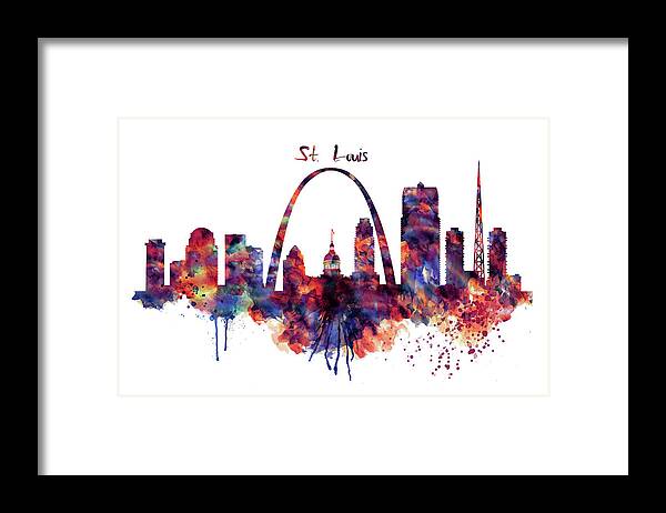 St Louis Framed Print featuring the painting St Louis Skyline by Marian Voicu