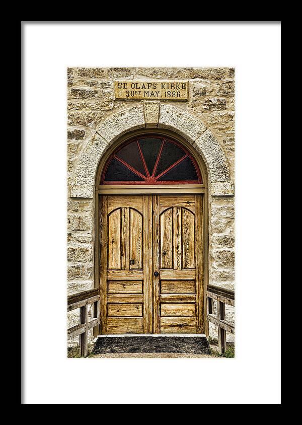 Texas Framed Print featuring the photograph St Olafs Kirke Door by Stephen Stookey