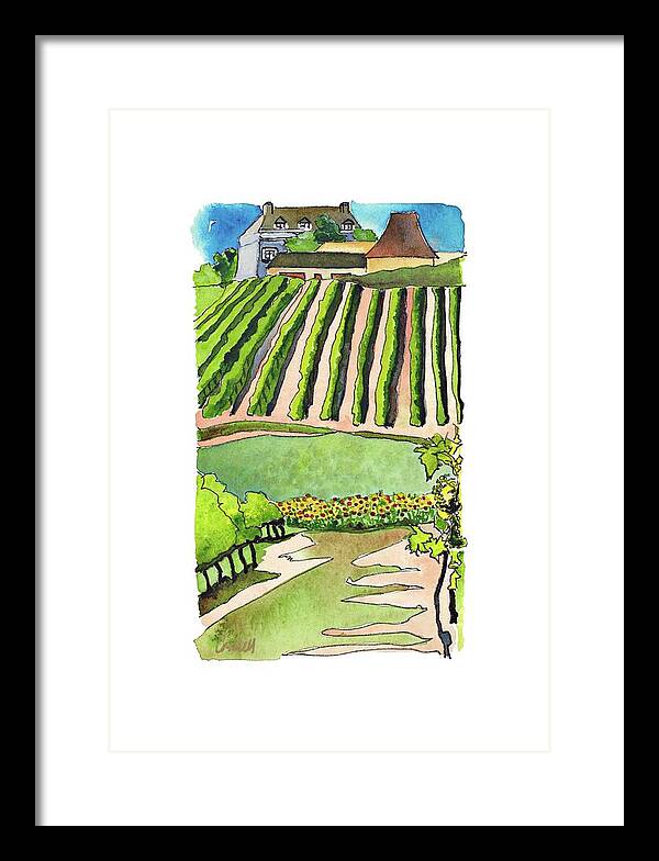 French Vineyards Framed Print featuring the painting St Palais du Ne, Cognac by Joan Cordell