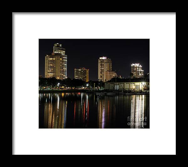 Art Framed Print featuring the photograph St. Pete at Night by Phil Spitze