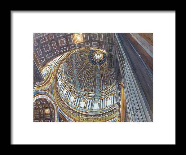 Christianity Framed Print featuring the painting St Peters Basilica by Henrieta Maneva