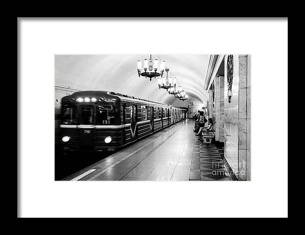 Russia Framed Print featuring the photograph St Petersburg Russia Subway Station by Thomas Marchessault