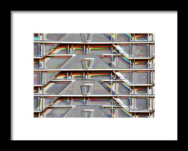 Crates Framed Print featuring the digital art Stacked Storage Crates Abstract by Kae Cheatham