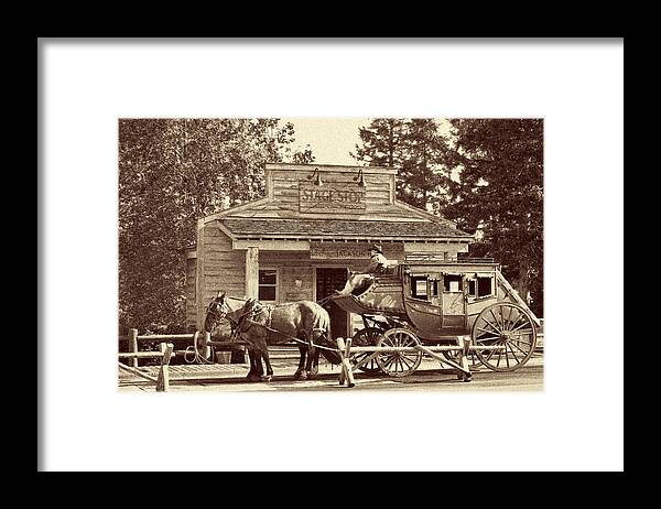 Authentic Framed Print featuring the photograph Stage Coach Stop - Jackson Hole WY by Alexandra Till