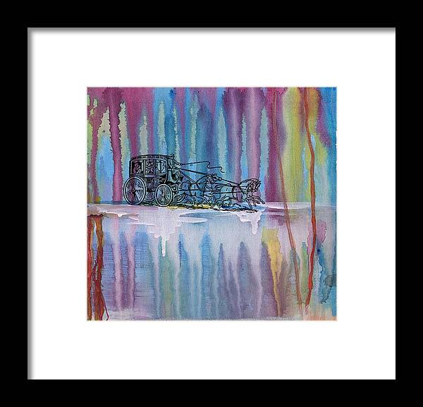 Stagecoach Framed Print featuring the painting Stagecoach in the rain by Barbara St Jean